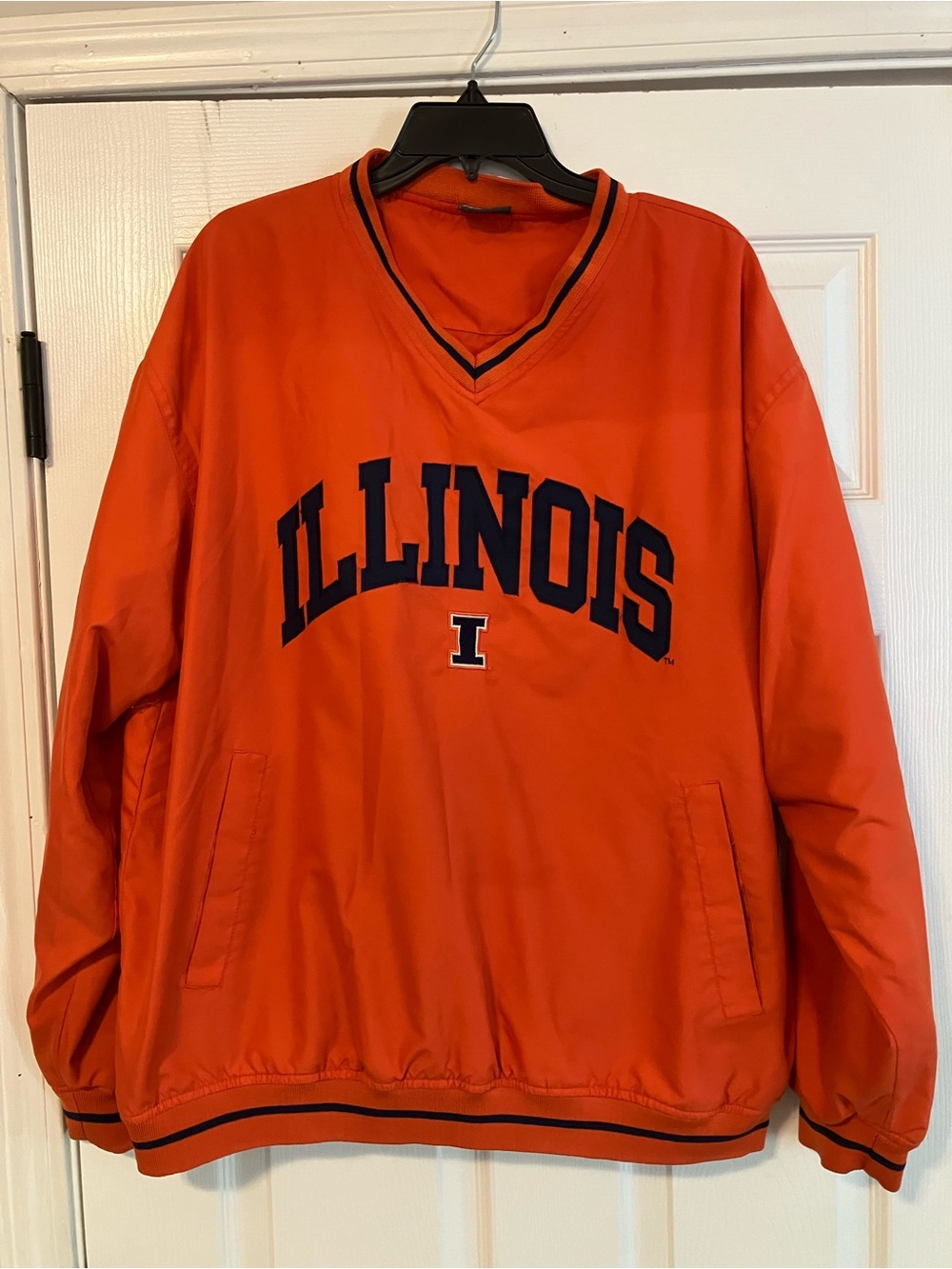 Vintage Illinois Fightin’ Illini Pro Edge Orange Pullover Windbreaker Size L